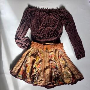 Midnight Sun Fall Boho Print Mini Skirt
